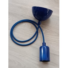 E27 MAVİ RENK DUY  KILIFLI 1 METRE KUMAŞ KABLOLU TAVAN KANCA ROZANSLI SARKIT TESİSAT